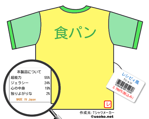 レシピィ風のＴシャツメーカー結果