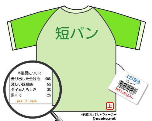 上田晋也のＴシャツメーカー結果