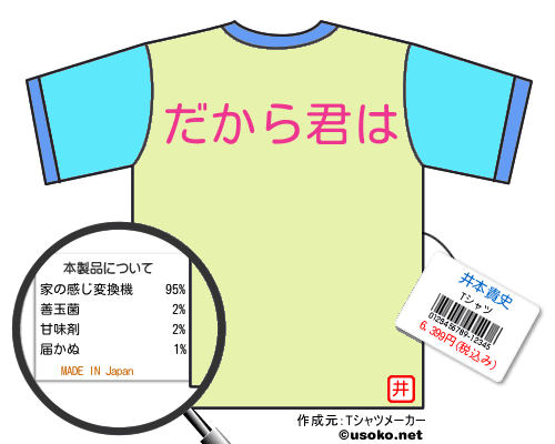 井本貴史のＴシャツメーカー結果