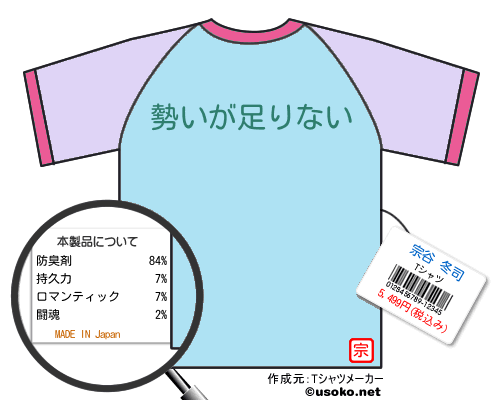 宗谷 冬司のＴシャツメーカー結果