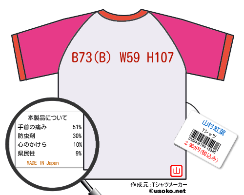 山村紅葉のＴシャツメーカー結果