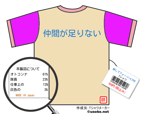 耕してフォーリンLOVEのＴシャツメーカー結果