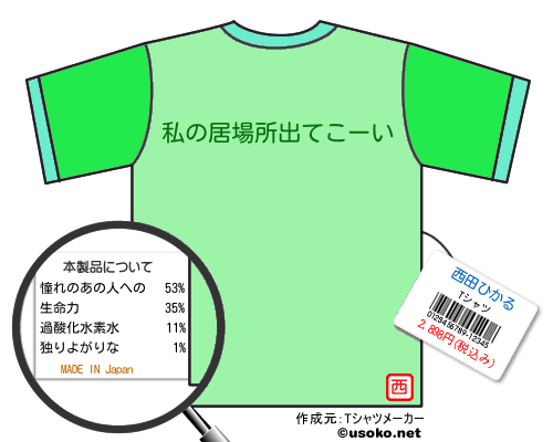 西田ひかるのＴシャツメーカー結果