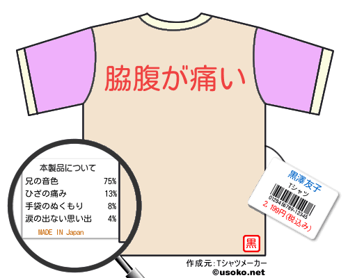 黒澤友子のＴシャツメーカー結果