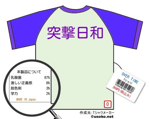 OVER TIMEのＴシャツメーカー結果
